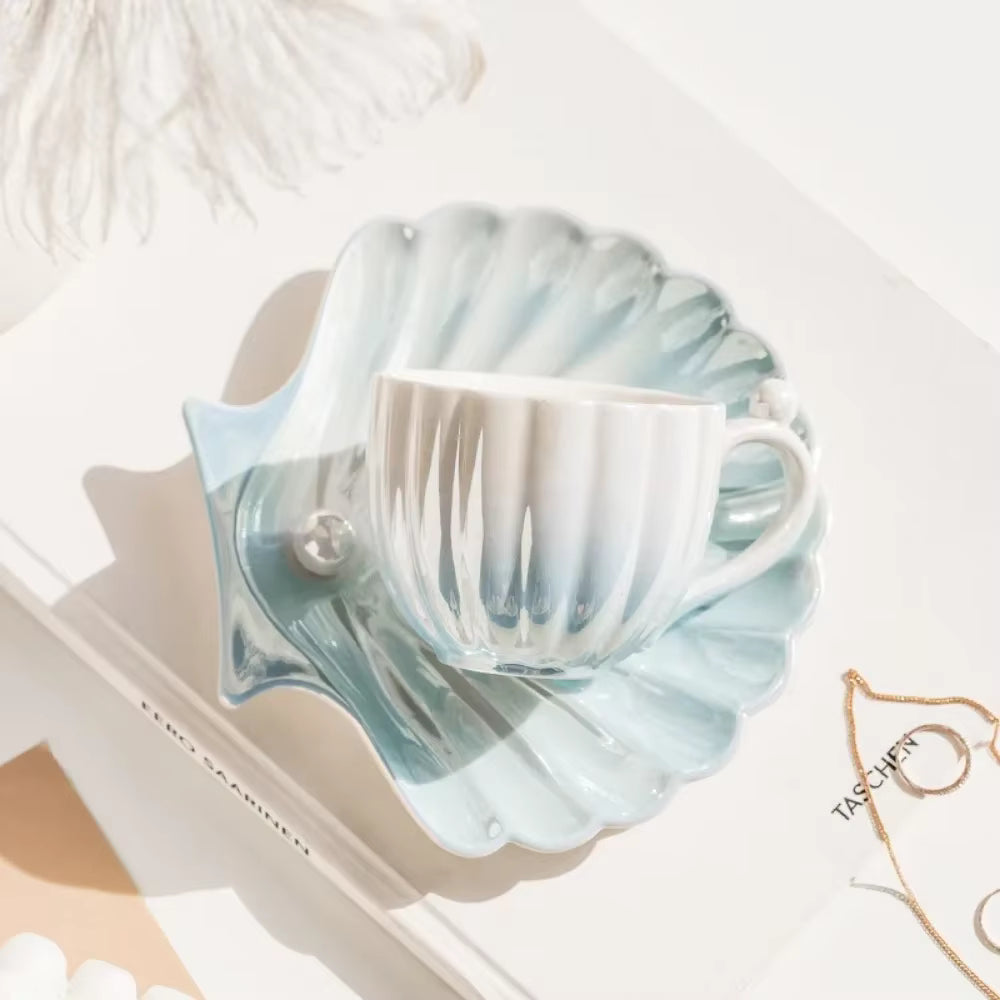 Ceașcă de cafea/ceai handmade cu farfurioară