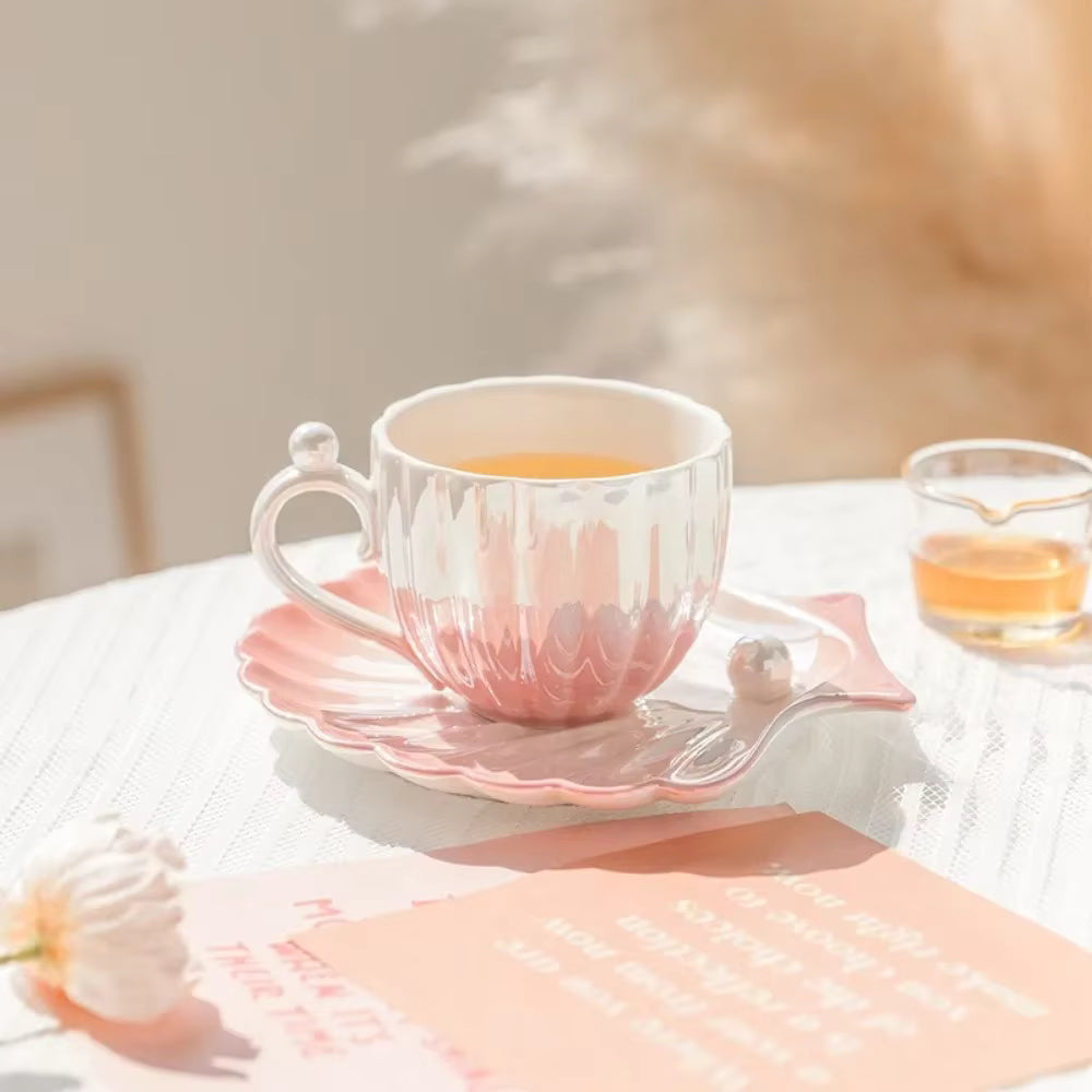 Ceașcă de cafea/ceai handmade cu farfurioară