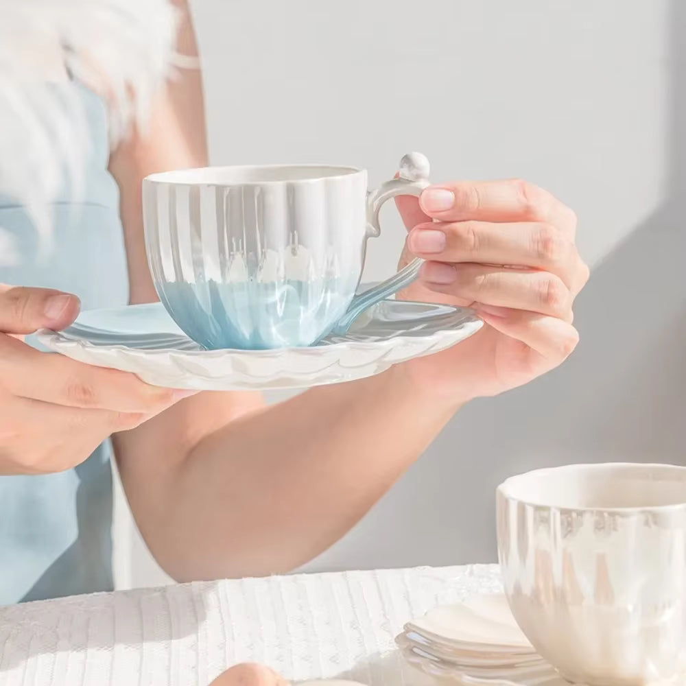 Ceașcă de cafea/ceai handmade cu farfurioară